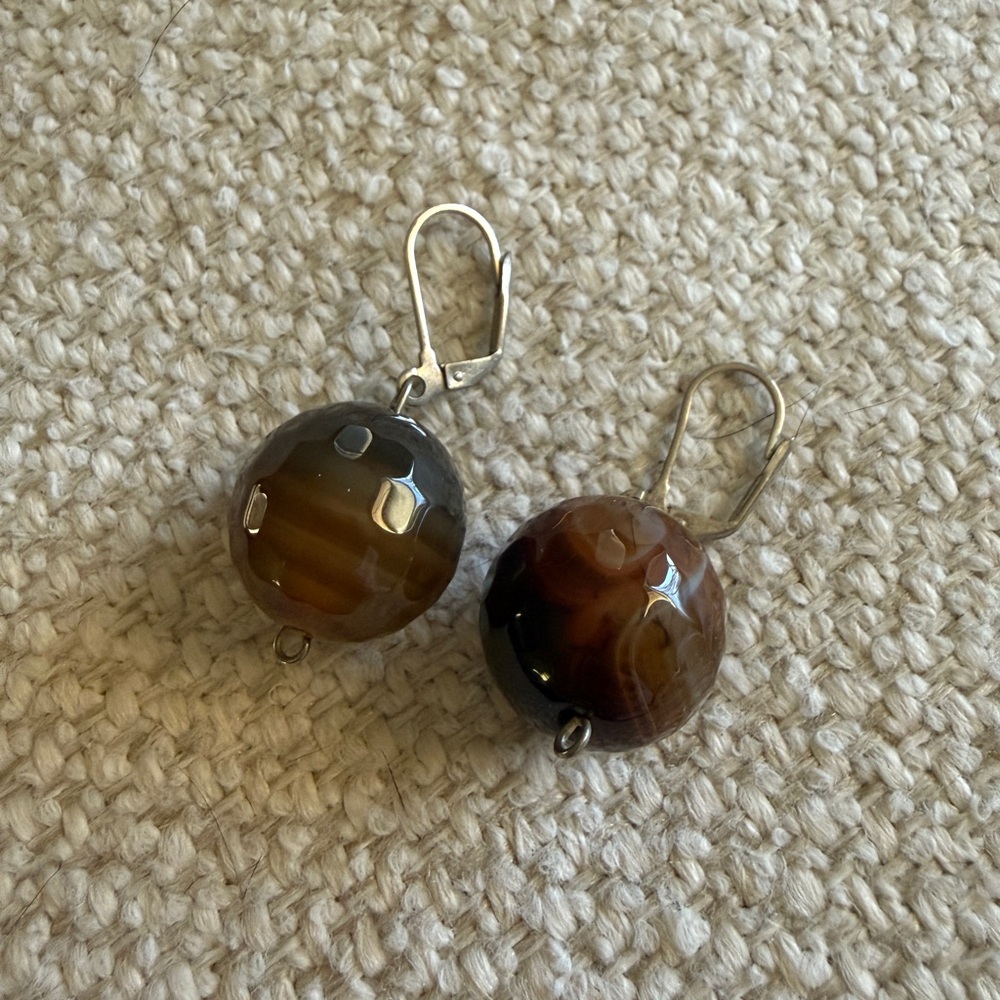 Brown Faceted Boho Drop Earrings